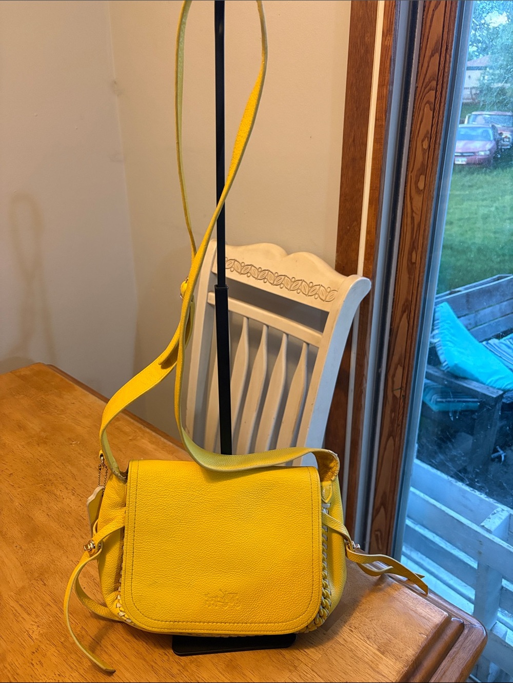 Coach 2015 Dakota Flap Whipstitch Yellow Leather Crossbody